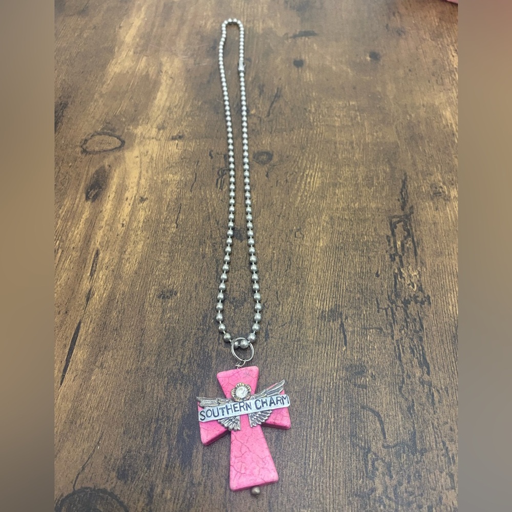 Pink Southern Charm Angel Cross Necklace - Picture 8 of 9